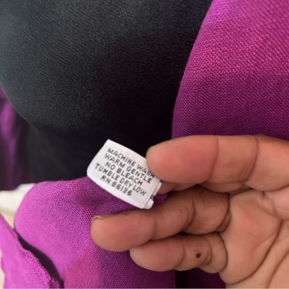 Bryan Walker Women Linen Jacket Large Minimalist Lagenlook Purple Pockets Button - Picture 8 of 10